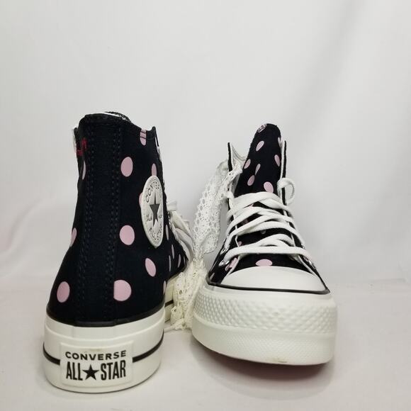 Converse Women CTAS Polka Dot Platform Lift Hi Tops Size 8 Blk Pink A10688C NWT - Picture 8 of 9